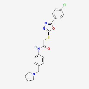 2-{[5-(4-chlorophenyl)-1,3,4-oxadiazol-2-yl]sulfanyl}-N-{4-[(pyrrolidin-1-yl)methyl]phenyl}acetamide