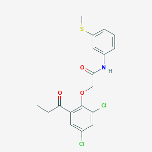 molecular formula C18H17Cl2NO3S B12194364 2-(4,6-dichloro-2-propanoylphenoxy)-N-(3-methylthiophenyl)acetamide 