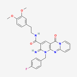 N-[2-(3,4-dimethoxyphenyl)ethyl]-7-[(4-fluorophenyl)methyl]-6-imino-2-oxo-1,7,9-triazatricyclo[8.4.0.03,8]tetradeca-3(8),4,9,11,13-pentaene-5-carboxamide