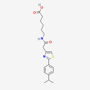 molecular formula C20H26N2O3S B12194398 6-[({2-[4-(Propan-2-yl)phenyl]-1,3-thiazol-4-yl}acetyl)amino]hexanoic acid 