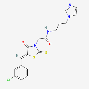 molecular formula C18H17ClN4O2S2 B12194405 2-[(5Z)-5-(3-chlorobenzylidene)-4-oxo-2-thioxo-1,3-thiazolidin-3-yl]-N-[3-(1H-imidazol-1-yl)propyl]acetamide 