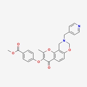 molecular formula C26H22N2O6 B12194729 methyl 4-{[2-methyl-4-oxo-9-(pyridin-4-ylmethyl)-9,10-dihydro-4H,8H-chromeno[8,7-e][1,3]oxazin-3-yl]oxy}benzoate 