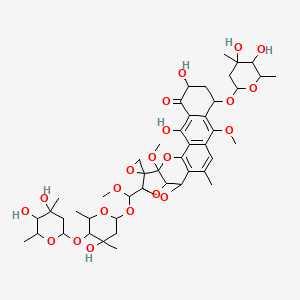 8-(4,5-dihydroxy-4,6-dimethyloxan-2-yl)oxy-19-[[5-(4,5-dihydroxy-4,6-dimethyloxan-2-yl)oxy-4-hydroxy-4,6-dimethyloxan-2-yl]oxy-methoxymethyl]-10,13-dihydroxy-6,17-dimethoxy-3-methylspiro[16,20,22-trioxahexacyclo[17.2.1.02,15.05,14.07,12.017,21]docosa-2(15),3,5(14),6,12-pentaene-18,2'-oxirane]-11-one