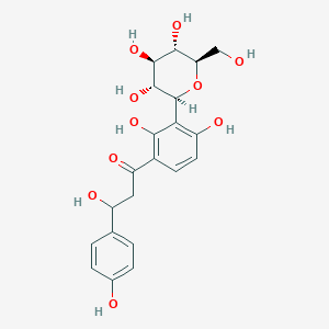 molecular formula C21H24O10 B1219496 1-[2,4-dihydroxy-3-[(2S,3R,4R,5S,6R)-3,4,5-trihydroxy-6-(hydroxymethyl)oxan-2-yl]phenyl]-3-hydroxy-3-(4-hydroxyphenyl)propan-1-one CAS No. 81861-73-6