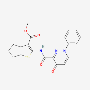 molecular formula C20H17N3O4S B12195007 methyl 2-{[(4-oxo-1-phenyl-1,4-dihydropyridazin-3-yl)carbonyl]amino}-5,6-dihydro-4H-cyclopenta[b]thiophene-3-carboxylate 