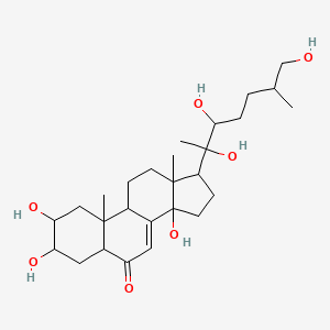 molecular formula C27H44O7 B1219532 2,3,14-trihydroxy-10,13-dimethyl-17-(2,3,7-trihydroxy-6-methylheptan-2-yl)-2,3,4,5,9,11,12,15,16,17-decahydro-1H-cyclopenta[a]phenanthren-6-one CAS No. 88980-54-5