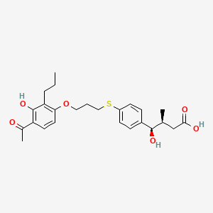 B1219533 Benzenebutanoic acid, 4-((3-(4-acetyl-3-hydroxy-2-propylphenoxy)propyl)thio)-gamma-hydroxy-beta-methyl-, (R*,S*)- CAS No. 91542-58-4