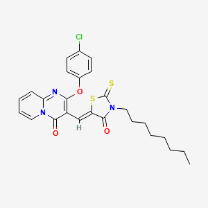 2-(4-chlorophenoxy)-3-[(Z)-(3-octyl-4-oxo-2-thioxo-1,3-thiazolidin-5-ylidene)methyl]-4H-pyrido[1,2-a]pyrimidin-4-one