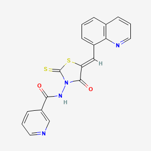 N-[(5Z)-4-oxo-5-(quinolin-8-ylmethylidene)-2-thioxo-1,3-thiazolidin-3-yl]pyridine-3-carboxamide