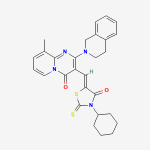 3-[(Z)-(3-cyclohexyl-4-oxo-2-thioxo-1,3-thiazolidin-5-ylidene)methyl]-2-(3,4-dihydroisoquinolin-2(1H)-yl)-9-methyl-4H-pyrido[1,2-a]pyrimidin-4-one