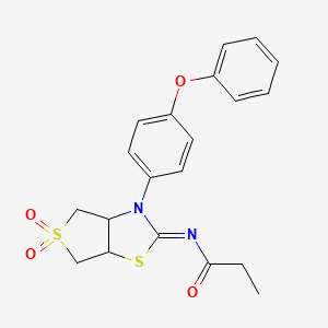 N-[(2Z)-5,5-dioxido-3-(4-phenoxyphenyl)tetrahydrothieno[3,4-d][1,3]thiazol-2(3H)-ylidene]propanamide