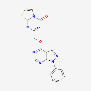 7-[({1-phenyl-1H-pyrazolo[3,4-d]pyrimidin-4-yl}oxy)methyl]-5H-[1,3]thiazolo[3,2-a]pyrimidin-5-one