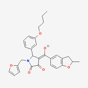 (4E)-5-(3-butoxyphenyl)-1-(furan-2-ylmethyl)-4-[hydroxy(2-methyl-2,3-dihydro-1-benzofuran-5-yl)methylidene]pyrrolidine-2,3-dione