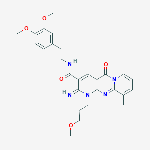 N-[2-(3,4-dimethoxyphenyl)ethyl]-6-imino-7-(3-methoxypropyl)-11-methyl-2-oxo-1,7,9-triazatricyclo[8.4.0.03,8]tetradeca-3(8),4,9,11,13-pentaene-5-carboxamide