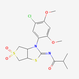 N-[(2Z)-3-(5-chloro-2,4-dimethoxyphenyl)-5,5-dioxidotetrahydrothieno[3,4-d][1,3]thiazol-2(3H)-ylidene]-2-methylpropanamide