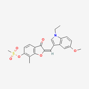 (2E)-2-[(1-ethyl-5-methoxy-1H-indol-3-yl)methylidene]-7-methyl-3-oxo-2,3-dihydro-1-benzofuran-6-yl methanesulfonate