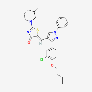 (5Z)-5-{[3-(4-butoxy-3-chlorophenyl)-1-phenyl-1H-pyrazol-4-yl]methylidene}-2-(3-methylpiperidin-1-yl)-1,3-thiazol-4(5H)-one