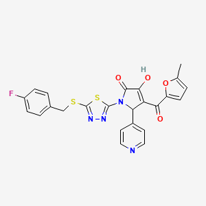 (4E)-1-{5-[(4-fluorobenzyl)sulfanyl]-1,3,4-thiadiazol-2-yl}-4-[hydroxy(5-methylfuran-2-yl)methylidene]-5-(pyridin-4-yl)pyrrolidine-2,3-dione