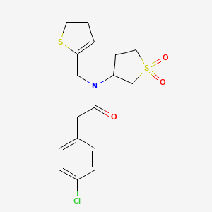 2-(4-chlorophenyl)-N-(1,1-dioxo-1lambda6-thiolan-3-yl)-N-[(thiophen-2-yl)methyl]acetamide