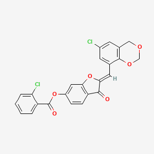 (2Z)-2-[(6-chloro-4H-1,3-benzodioxin-8-yl)methylidene]-3-oxo-2,3-dihydro-1-benzofuran-6-yl 2-chlorobenzoate