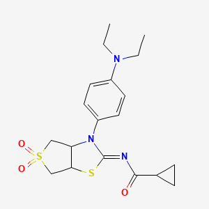 N-[(2Z)-3-[4-(diethylamino)phenyl]-5,5-dioxidotetrahydrothieno[3,4-d][1,3]thiazol-2(3H)-ylidene]cyclopropanecarboxamide