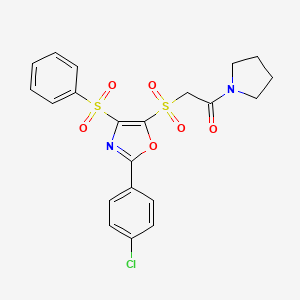 2-{[4-(Benzenesulfonyl)-2-(4-chlorophenyl)-1,3-oxazol-5-yl]sulfonyl}-1-(pyrrolidin-1-yl)ethan-1-one