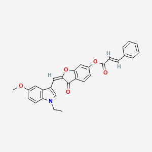 (2E)-2-[(1-ethyl-5-methoxy-1H-indol-3-yl)methylidene]-3-oxo-2,3-dihydro-1-benzofuran-6-yl (2E)-3-phenylprop-2-enoate