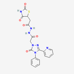 1H-1,2,4-Triazole-1-acetic acid, 4,5-dihydro-5-oxo-4-phenyl-3-(2-pyridinyl)-, 2-[2-(2,4-dioxo-5-thiazolidinyl)acetyl]hydrazide