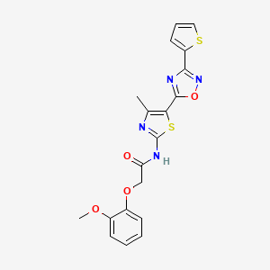 2-(2-methoxyphenoxy)-N-[(2Z)-4-methyl-5-[3-(thiophen-2-yl)-1,2,4-oxadiazol-5-yl]-1,3-thiazol-2(3H)-ylidene]acetamide