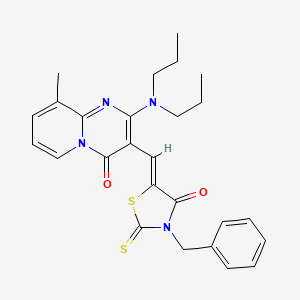 3-[(Z)-(3-benzyl-4-oxo-2-thioxo-1,3-thiazolidin-5-ylidene)methyl]-2-(dipropylamino)-9-methyl-4H-pyrido[1,2-a]pyrimidin-4-one