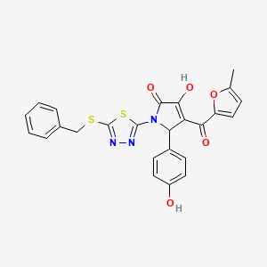 (4E)-1-[5-(benzylsulfanyl)-1,3,4-thiadiazol-2-yl]-4-[hydroxy(5-methylfuran-2-yl)methylidene]-5-(4-hydroxyphenyl)pyrrolidine-2,3-dione