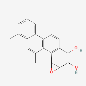 molecular formula C20H18O3 B1219644 1,2-Dihydroxy-5,7-dimethyl-3,4-epoxy-1,2,3,4-tetrahydrochrysene CAS No. 117022-35-2