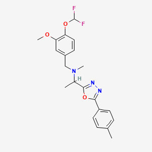 {[4-(Difluoromethoxy)-3-methoxyphenyl]methyl}(methyl){1-[5-(4-methylphenyl)-1,3,4-oxadiazol-2-yl]ethyl}amine