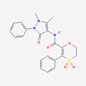 N-(1,5-dimethyl-3-oxo-2-phenyl-2,3-dihydro-1H-pyrazol-4-yl)-3-phenyl-5,6-dihydro-1,4-oxathiine-2-carboxamide 4,4-dioxide