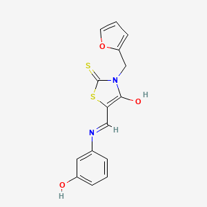 (5E)-3-(furan-2-ylmethyl)-5-{[(3-hydroxyphenyl)amino]methylidene}-2-thioxo-1,3-thiazolidin-4-one