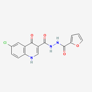 6-chloro-N'-(furan-2-ylcarbonyl)-4-hydroxyquinoline-3-carbohydrazide