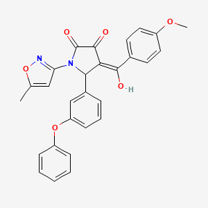 (4E)-4-[hydroxy(4-methoxyphenyl)methylidene]-1-(5-methyl-1,2-oxazol-3-yl)-5-(3-phenoxyphenyl)pyrrolidine-2,3-dione