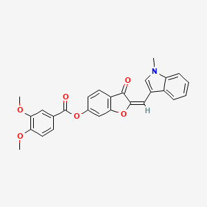 (2E)-2-[(1-methyl-1H-indol-3-yl)methylidene]-3-oxo-2,3-dihydro-1-benzofuran-6-yl 3,4-dimethoxybenzoate