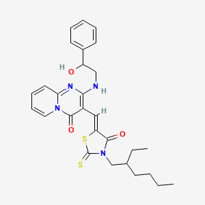 3-{(Z)-[3-(2-ethylhexyl)-4-oxo-2-thioxo-1,3-thiazolidin-5-ylidene]methyl}-2-[(2-hydroxy-2-phenylethyl)amino]-4H-pyrido[1,2-a]pyrimidin-4-one