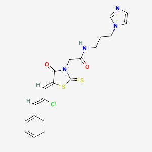 2-{(5Z)-5-[(2Z)-2-chloro-3-phenylprop-2-en-1-ylidene]-4-oxo-2-thioxo-1,3-thiazolidin-3-yl}-N-[3-(1H-imidazol-1-yl)propyl]acetamide