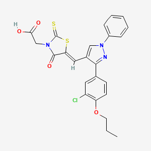 [(5Z)-5-{[3-(3-chloro-4-propoxyphenyl)-1-phenyl-1H-pyrazol-4-yl]methylidene}-4-oxo-2-thioxo-1,3-thiazolidin-3-yl]acetic acid