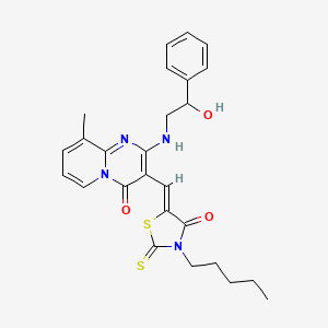 2-[(2-hydroxy-2-phenylethyl)amino]-9-methyl-3-[(Z)-(4-oxo-3-pentyl-2-thioxo-1,3-thiazolidin-5-ylidene)methyl]-4H-pyrido[1,2-a]pyrimidin-4-one