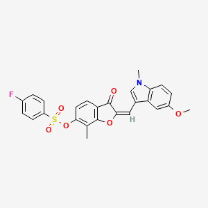 (2E)-2-[(5-methoxy-1-methyl-1H-indol-3-yl)methylidene]-7-methyl-3-oxo-2,3-dihydro-1-benzofuran-6-yl 4-fluorobenzenesulfonate