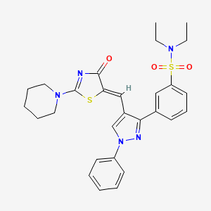 N,N-Diethyl-3-{4-[4-oxo-2-piperidin-1-yl-4H-thiazol-(5Z)-ylidenemethyl]-1-phenyl-1H-pyrazol-3-yl}-benze nesulfonamide