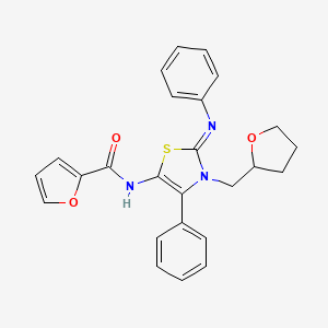 N-[(2Z)-4-phenyl-2-(phenylimino)-3-(tetrahydrofuran-2-ylmethyl)-2,3-dihydro-1,3-thiazol-5-yl]furan-2-carboxamide