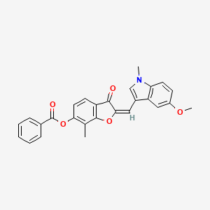 (2E)-2-[(5-methoxy-1-methyl-1H-indol-3-yl)methylidene]-7-methyl-3-oxo-2,3-dihydro-1-benzofuran-6-yl benzoate