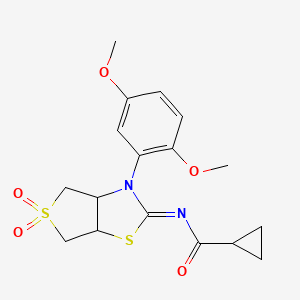 N-[(2Z)-3-(2,5-dimethoxyphenyl)-5,5-dioxidotetrahydrothieno[3,4-d][1,3]thiazol-2(3H)-ylidene]cyclopropanecarboxamide