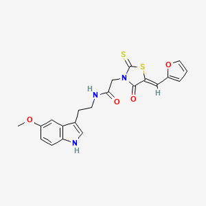 2-[(5Z)-5-(furan-2-ylmethylidene)-4-oxo-2-thioxo-1,3-thiazolidin-3-yl]-N-[2-(5-methoxy-1H-indol-3-yl)ethyl]acetamide