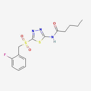 N-(5-((2-fluorobenzyl)sulfonyl)-1,3,4-thiadiazol-2-yl)pentanamide