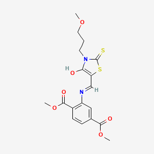 dimethyl 2-({(E)-[3-(3-methoxypropyl)-4-oxo-2-thioxo-1,3-thiazolidin-5-ylidene]methyl}amino)benzene-1,4-dicarboxylate